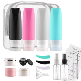 18 Pack Travel Bottles Set for Toiletries - Silicone Travel Containers for Toiletries 2.7oz TSA Approved Leak Proof Refillable Travel Accessories for Cosmetic Shampoo Conditioner Lotion (BPA Free)