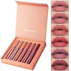 Pintalabios Permanente Líquido, 6 Piezas, Color B | Labiales Mate, Larga Duración, Impermeable, Kit Maquillaje