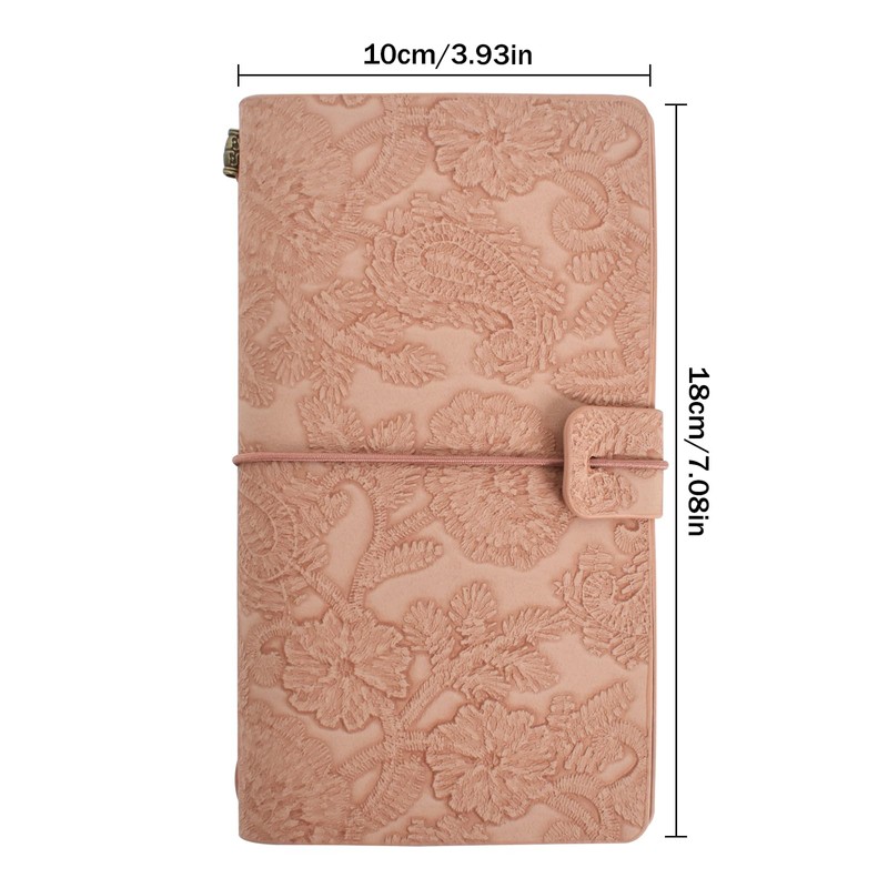 Journal Notebook, A6, Travel Notebook, PU Leather Cover, Notebook, Pink