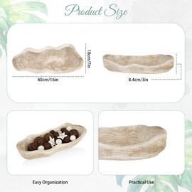 PEDOBALI 1 Pcs 16 Inch Wavy Live Edge Dough Bowl Large Size Rustic Dough Wood Bowl Decorative for DIY Kitchen Decoration Home Farmhouse Supplies(Light Color)