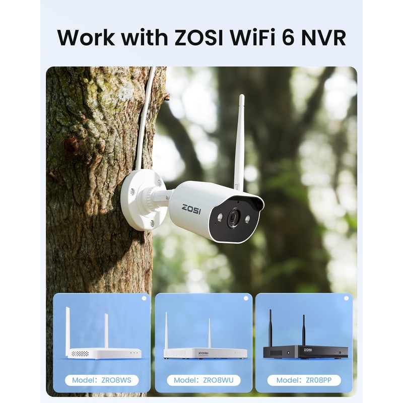 ZOSI 3MP WiFi 6 Add-On Camera, Expansion Camera NVR System,