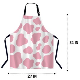 BGBDEIA Cow Pink Apron for Women Men, Adjustable Apron Cooking Kitchen Chef Apron for Home Kitchen, Baking Gardening BBQ, Coffee House, Restaurant