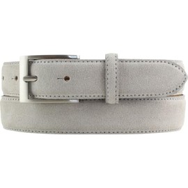 BELTINGER Italian Suede Belt 30mm Wide Mens Suede Suit Belt Trouser Belt Buckle Silver, Light grey, silver