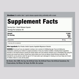 Piping Rock Vinpocetine 30mg | 90 Capsules | Super-Strength Supplement | Non-GMO, Gluten Free