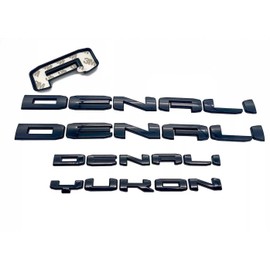4Pc Set Denali Yukon Emblems Fender Door Rear Tailgate Letters Nameplate 3D Badge Replacement for 2021-2023 Yukon Yukon XL (Overlay Emblem Gloss Black)