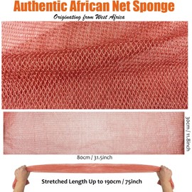 Esponja de red africana Unifab auténtica esponja exfoliante africana para baño, paño exfoliante, paño de red africana, exfoliante corporal para ducha, color rosa