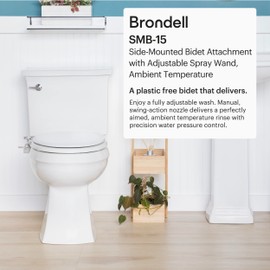 Brondell SMB-15 Side Mounted Manual Bidet Attachment for Toilet Seats with Adjustable Sprayer and Water Pressure, Thin Profile, Chrome (Ambient Temperature)