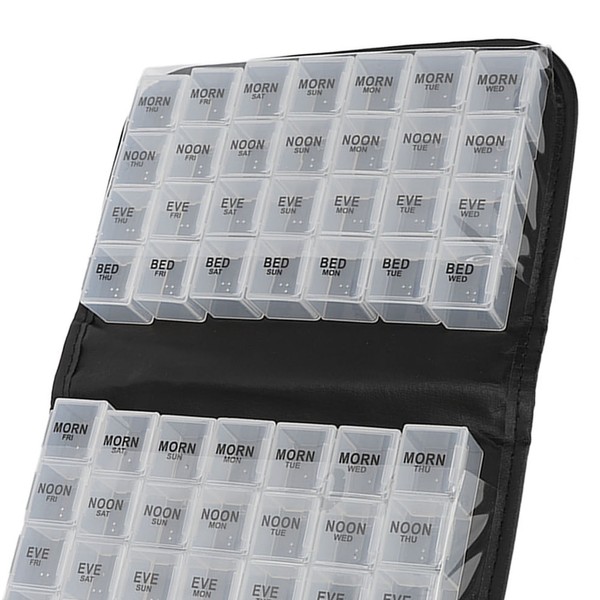 14Pcs Medicine Organizer PU Daily Weekly Large Compartment Box Medicine