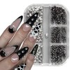 Nieten Nail Charms, 1 Boxen 6 Fächer Nagel Charms Silber