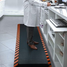 FEATOL Anti Fatigue Mats Industrial 2 Packs, Ergonomic Standing Floor Mat, Work Mats for Standing,Black with Orange Border Safety Mat 20" x 39"-Standing Support for Leg & Back Pain