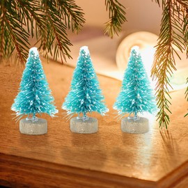 PRETYZOOM 24pcs Mini Christmas Tree Tabletop Christmas Tree Decoration Plastic Winter Snow Ornament Christmas Ornament Bottle Brush Fake Tree Christmas Tree Miniature Chris