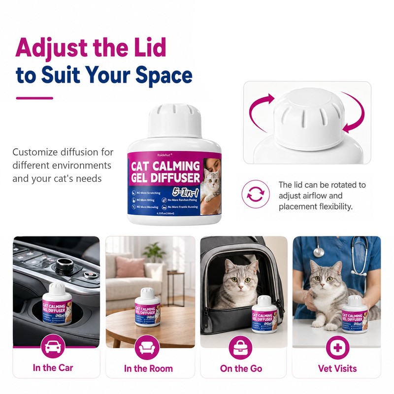Cat Pheromones Calming Diffuser Gel, No Plug Required, Composure for