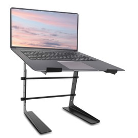 Pyle Portable Adjustable Laptop Stand - 6.3 to 10.9 Inch Anti-Slip Standing Table Monitor or Computer Desk Workstation Riser with Level Height Alignment for DJ, PC, Gaming, Home or Office - PLPTS25