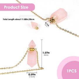 Biiange Crystal Perfume Necklaces, Perfume Bottle Necklace, Essential Oil Diffuser Necklace for Womens Perfume Vial Pendant Necklace Jewelry (Pink)