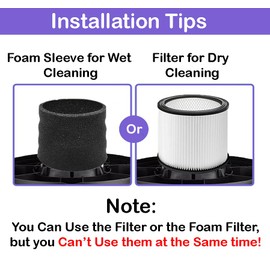 SCREENTRONICS Replacement Cartridge Filter & Foam Sleeve Compatible Replacement for Shop Vac 90304, 90350, 90333, 90585 Wet/Dry Vacuum Cleaners 5 Gallon and Above (2 Filters+ 2 Lids+ 2 Foam)