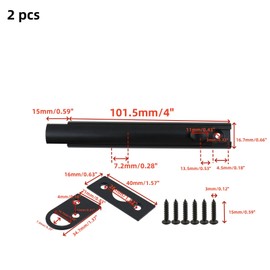 WDONAY Slide Latch, 2 Pcs Solid Brushed Brass Thickened Slide Lock Surface Bolt, Concealed French Door Lock with Screws, Plating Doors Bolt Locks for Windows, Door (4", Black)