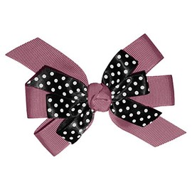 WD2U Girls 4.5" Black Dotted Grosgrain Boutique Hair Bow French Clip Barrette (Mauve Pink)