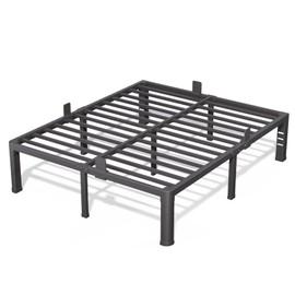 Firpeesy 16 Inch Full Bed Frame with Rounded Corner and Headboard Hole Mattress Retainers 3500 lbs Heavy Duty Support Metal Platform Bed Frame Noise Free No Box Spring Needed Easy Assembly