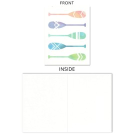 Canoe Paddle Watercolor-Style Blank Note Card for Camping Enthusiasts by Nerdy Words (Set of 10)