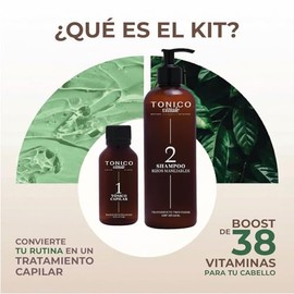 Tonico Vittale | Kit Paso 1 Tónico Capilar + Paso 2 Shampoo Para Cabello Rizado | Control del Frizz | Crecimiento y Fortalecimiento Capilar | Brillo y Reconstrucción | Natural sin Parabenos | Unisex