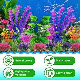 QUOZUO QUOZUO Aquarium Decorations Plants, 20pcs Aquarium Decor Plants, Colorful Fish Tank Accessories, Fish Tank Plants Plastic Decoration for Aquariums