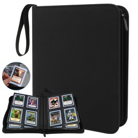 AOBOPLE Trading Card Album Large, 160 Cards Scrapbook, 4 Compartments Cards Album Waterproof PU Card Holder Trading Card Albums for 3 x 4 Inch Card Photo Cards Sports Cards