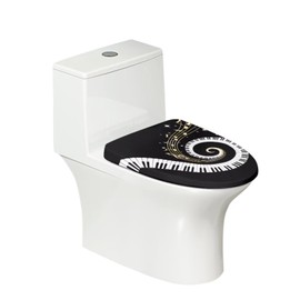 COEQINE Toilet Lid Cover Set 1 Piece Fashion Piano Print for Home Bathroom Decoration Non Slip With Elastic Edge