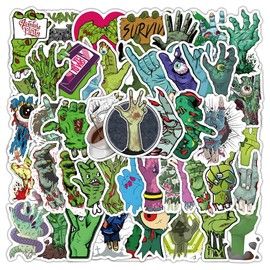 LYLSDSB Zombie Hand Stickers, Pack of 50 Vinyl Cartoon Horror Stickers for Laptop, Skateboard, Scrapbook, Phone, Motorcycle, Computer, Luggage, Waterproof Funny Zombie Stickers for Children, Boys