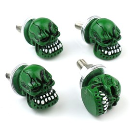 Bashineng Skull License Plate Screws Decoration 4 Pcs/Set Universal Car Truck Motorcycle License Plate Frames Bolts Fasteners Trim Replacement Kit (Green)
