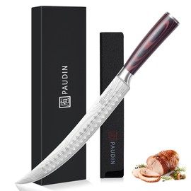 PAUDIN Butcher Knife, 10″ Cimeter Breaking Knife, Forged High Carbon German Stainless Steel, Ultra Sharp Edge, for Poultry Beef Pork Meat, Ergonomic Handle Design