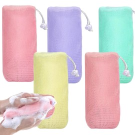 Soap Nets 5 Pcs Soap Nets 5 Random Color Washing Nets Multi-layer Foaming Net Rope Included Hangable, Lots of Foam, Fine Foam, Unisex