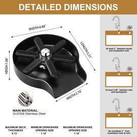 Vista Glass Rinser for Kitchen Sink Stainless Steel Glass Washer Cup Washer Sink Attachment Kitchen Accessories for Cup Rinser Kitchen, Bar - Black