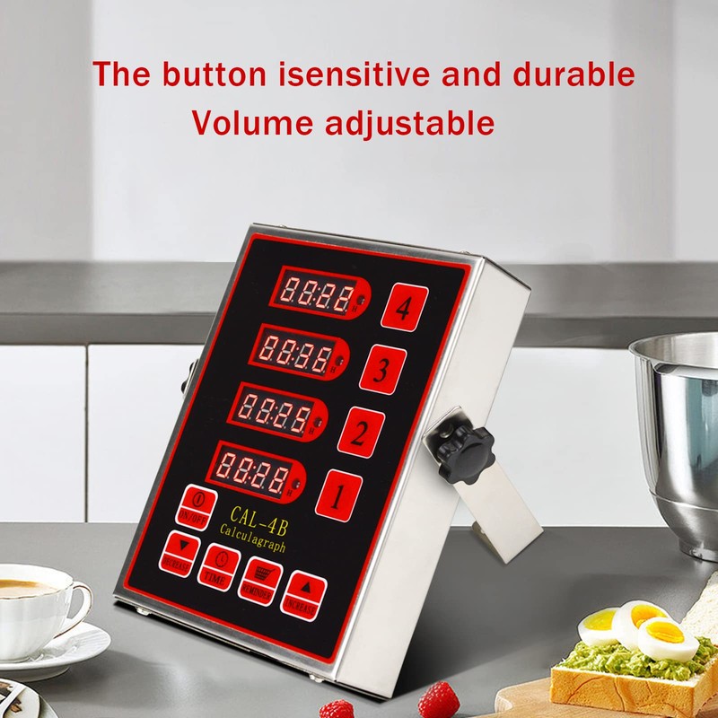 Commercial 4 Channel Kitchen Timers Digital Restaurant Timer Professional Multi