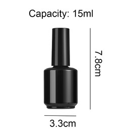 UPSTORE 6 Pcs 15ml Empty Nail Polish Bottles with Brush Round Refillable Glass Nail Polish Storage Bottles Containers for DIY Nail Art (Glossy Black)