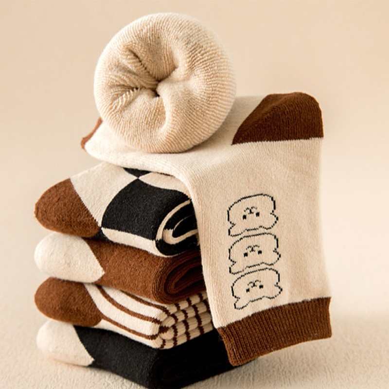 Children Socks Mid Calf Combed Cotton Thickened Cartoon Pattern Toddler