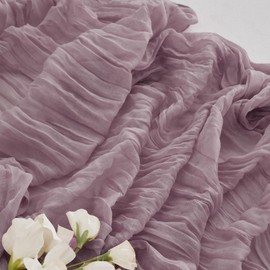 Mauve Purple Cheesecloth Table Runner-13.3Ft Boho Gauze Cheese Cloth Table Runner 35x160 Inch Long Romantic Sheer Table Runner for Wedding Bridal Baby Shower Birthday Party Table Decoration