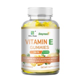 TAISHAN 60 Count Vitamin E Gummies 268MG - Pineapple Flavored Gummies - Antioxidant, Immune Support, Support Eye、Skin、Hair Healty