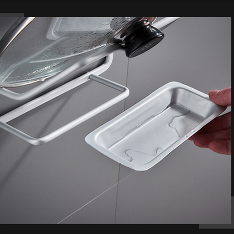 Pot Lid Holder Drilling Free Wall Mounted Space Saving Aluminium
