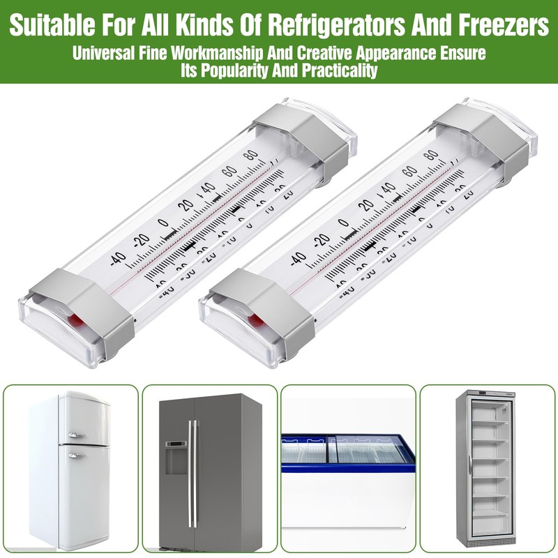 9 Pack Fridge Refrigerator Freezer Thermometer, Waterproof Analog, Large Dial,