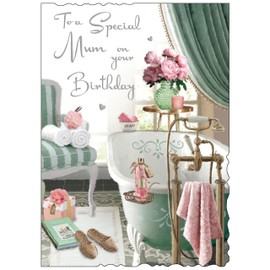 Jonny Javelin Special Mum Large Birthday Card - Happy Birthday Card with Bubble Bath Pamper Design and Embossed Foil Details - Birthday Card for Women