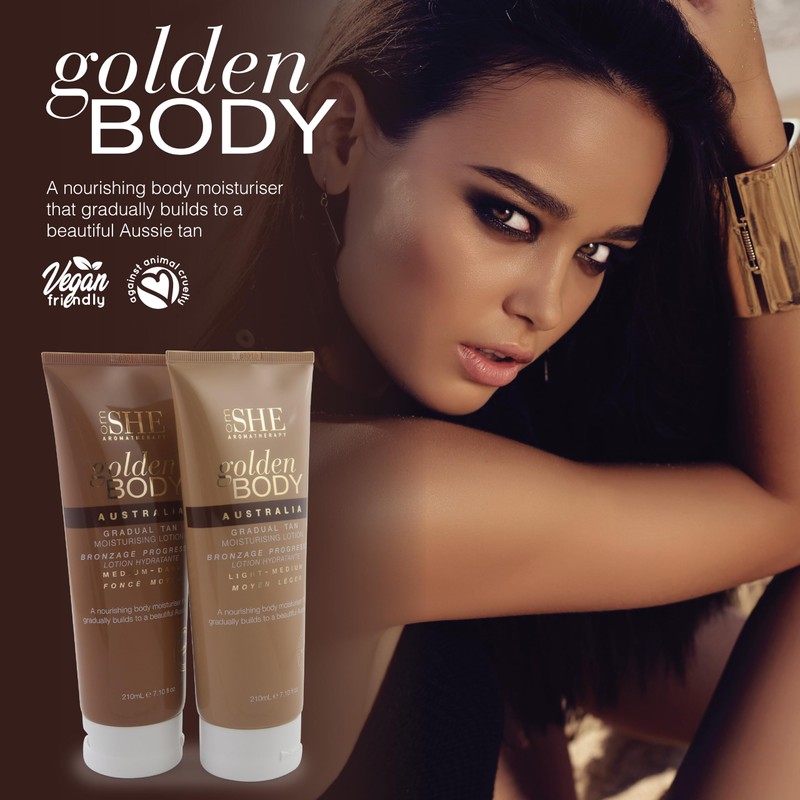 Om SHE Aromatherapy Golden Body Gradual Tan - Light to
