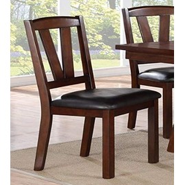 Poundex 2 Piece Counter Height Dining Chair, Dark Walnut Finish, Multi
