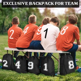 ZOMFELT 20Pcs Drawstring Backpack Drawstring Gym Bags, Foldable Draw String Backpack with Multiple Numbers, Lightweight Polyester Cinch Bag for Football, Team, Gift, Beach, Sports, Travel, Swim, Black