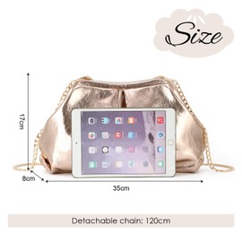 EVEOUT Dumpling Clutch Bag for Women Cloud Bag Stylish Leather Clutch Bag for Wedding Dinner Party, Rose Gold