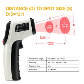 Non-Contact Digital Laser Infrared Thermometer, -58℉~ 752℉ (-50℃ ~ 400℃) Handheld IR Temperature Gun with Adjustable Emissivity for Kitchen Cooking BBQ Automotive Daily Use and Industrial