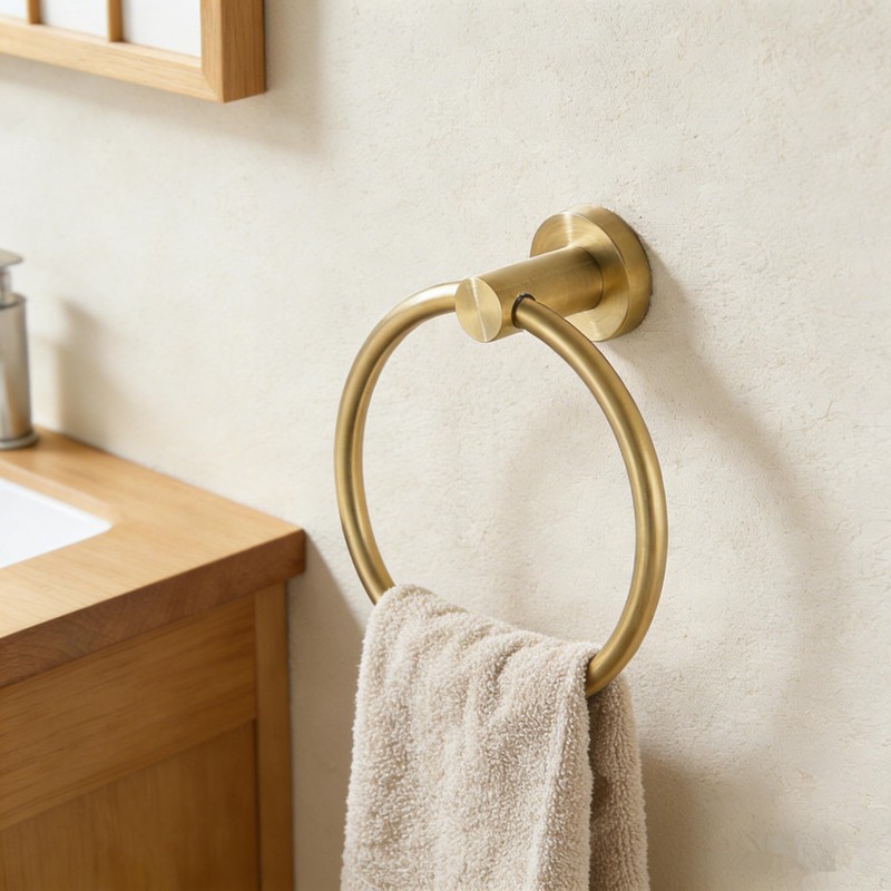 FAIRGIA Toilet Paper Holder Towel Ring Brushed Gold Bathroom Hardware