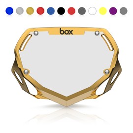 Box Two Chrome 3D Impact Resistant BMX Bike Number Plate w/Adjustable Straps for Adults, Mini, Strider, Plate Bikes, Bicycle Parts 100% Quality Guaranteed, Large | Gold