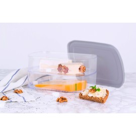 Amuse Food Storage Container / Stacking Box with 3 Compartments, 23 x 16 x 8 cm