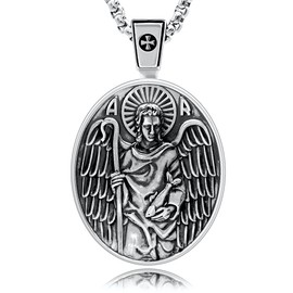 VENICEBEE® Archangel St. Raphael Saint Medal Healing Angel Protection Sacramental Christian Amulet Unique Solid 925 Sterling Silver Pendant Necklace + Velvet Pouch, Polishing Cloth, Gift Box