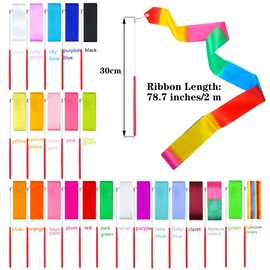 Aneco 24 Pieces Dance Ribbons Streamers Rhythmic Gymnastics Ribbon Wands for Kids Artistic Dancing, Baton Twirling, 24 Colors